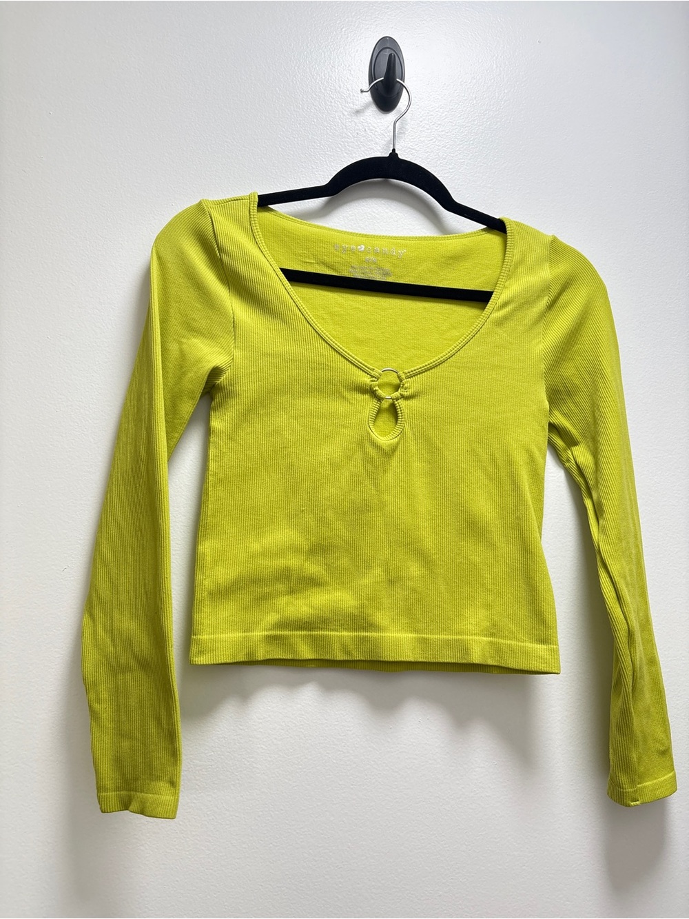eye candy | Y2K Lime Green Cropped Long Sleeve Top | S/M | festival dance club
